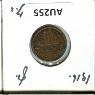 1 CENT 1916 NIEDERLANDE NETHERLANDS Münze #AU255.D - 1 Cent