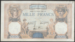 Billet 1000 Francs - Type Ceres Et Mercure - 2 Février 1939 - X.6111  563 - 1 000 F 1927-1940 ''Cérès Et Mercure''