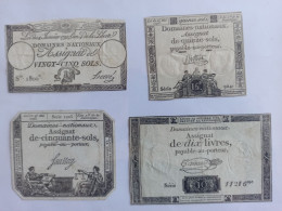 Lots De 15 Sols, 25 Sols, 50 Sols, 10 Livres - Assignats & Mandats Territoriaux