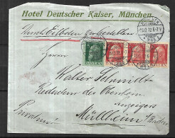 Allemagne Bavière Lettre Du 15 12 1912  De MUNICH Pour  MULHEIM - ...-1955 Voorfilatelie