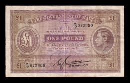 Malta 1 Pound 1940 Pick 20b Mbc Vf - Malte