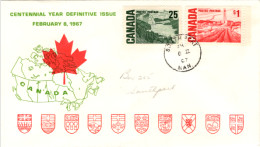 CANADA 1967- FDC - Centennial Year 25c And 1$ Petroleum Oil Rig Excelsior Field #F090 - 1961-1970