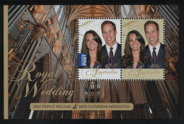 Australia 2011 MNH Sc 3448a William And Catherine Royal Wedding Sheet - Mint Stamps