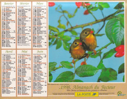 Almanach Du Facteur, Calendrier De La Poste, 1998: JURA: Rossignols Du Japon, Canaris. - Big : 1991-00
