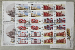 INDIA 2010 Postal Heritage Buildings MIXED SETENANT SHEET FDC TIED CANCELLATION - Briefe U. Dokumente