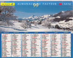 Almanach Du Facteur, Calendrier De La Poste, 1999: JURA: Environs De Megève (74), Anémones Et Aiguilles D'Arve (73). - Grossformat : 1991-00