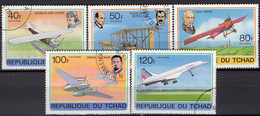 Exupery Luftfahrt 1978 Tchad 823/7 O 6€ Motorflieger Wright Junker Balbo Concorde Air France Technic Set Of TCHAD/Africa - Tchad (1960-...)