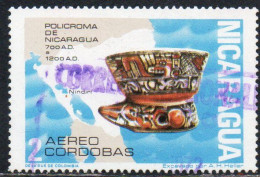 NICARAGUA 1972 AIR POST MAIL AIRMAIL PRE-COLUMBIAN CERAMICS CERAMIC FIGURE MAP 2cor USED USATO OBLITERE' - Nicaragua