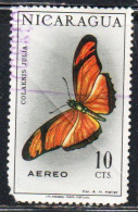 NICARAGUA 1967 AIR POST MAIL AIRMAIL BUTTERFLIES FARFALLE BUTTERFLY COLAENIS JULIA 10c USED USATO OBLITERE' - Nicaragua