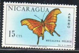 NICARAGUA 1967 AIR POST MAIL AIRMAIL BUTTERFLIES FARFALLE BUTTERFLY MEGALURA PELEUS 15c USED USATO OBLITERE' - Nicaragua