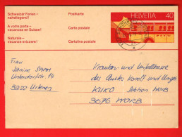 HA2-24 Entier Postal Ganzsache Helvetia 40 Rp. Postauto Car Postal Gelaufen 1978 Schönenbühl-Urtenen Nach Worb - Entiers Postaux