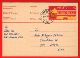 HA2-30 Entier Postal Ganzsache Helvetia 40 Rp Postauto. Gelaufen 1978  Lengnau Bei Biel Nach Worb - Entiers Postaux