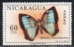 NICARAGUA 1967 AIR POST MAIL AIRMAIL BUTTERFLIES FARFALLE BUTTERFLY ANANEA CLEOMESTRA 60c USED USATO OBLITERE' - Nicaragua