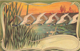 Jugendstil * CPA Illustrateur Art Nouveau * Le Vol De Canards ! * Colvert * Duck Roseau Nénuphar - Avant 1900