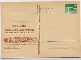 AUSSTELLUNG DRESDEN 1984 DDR P84-53-84 C97 Postkarte Zudruck HOTEL BELLEVUE 1984 - Esposizioni Filateliche