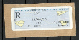 FRANCE 2022 Paper Stamp Marseille Lodi 6,10 EUR Documents On Piece - 2000 Type « Avions En Papier »