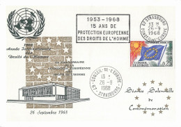 DRAPEAU DE L EUROPE, FLAMME CONSEIL DE L EUROPE STRASBOURG FRANCE 1953 1968 15 ANS DE PROTECTION EUROPEENNE... - Covers