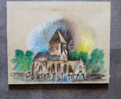 Schilderij Sint-Annakerk Te Stene Oostende Door Noel DemanW. Maertens - Huiles