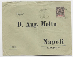 GUYANE 25C GROUPE SEUL LETTRE COVER CAYENNE 1906 GUYANE POUR NAPOLI ITALIE AU TARIF - Covers & Documents