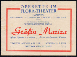 G3170 - Hamburg Flora Theater Programmzettel Operette Gräfin Mariza - Programmes