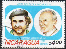 NICARAGUA 1983 AIR POST MAIL AIRMAIL VISIT OF POPE JOHN PAUL II PRESIDENT RAFAEL RIVA 4cor USED USATO OBLITERE' - Nicaragua