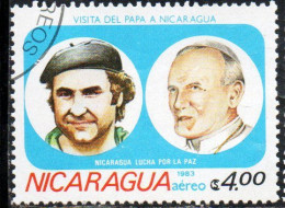 NICARAGUA 1983 AIR POST MAIL AIRMAIL VISIT OF POPE JOHN PAUL II PRESIDENT RAFAEL RIVA 4cor USED USATO OBLITERE' - Nicaragua