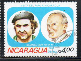 NICARAGUA 1983 AIR POST MAIL AIRMAIL VISIT OF POPE JOHN PAUL II PRESIDENT RAFAEL RIVA 4cor USED USATO OBLITERE' - Nicaragua