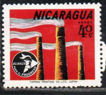 NICARAGUA 1964 AIR POST MAIL AIRMAIL ALLIANCE FOR PROGRESS ALIANZA PARA PROGRESO SMOKESTACKS 40c USED USATO OBLITERE' - Nicaragua