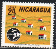 NICARAGUA 1964 AIR POST MAIL AIRMAIL ALLIANCE FOR PROGRESS ALIANZA HOUSING DEVELOPMENT 25c USED USATO OBLITERE' - Nicaragua