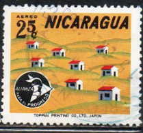 NICARAGUA 1964 AIR POST MAIL AIRMAIL ALLIANCE FOR PROGRESS ALIANZA HOUSING DEVELOPMENT 25c USED USATO OBLITERE' - Nicaragua