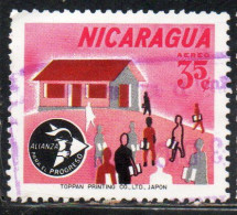 NICARAGUA 1964 AIR POST MAIL AIRMAIL ALLIANCE FOR PROGRESS ALIANZA ADULT EDUCATION 35c USED USATO OBLITERE' - Nicaragua