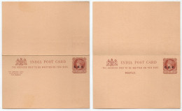 CHINA EXPEDITIONARY FORCE - CEF - GB - INDIA - QV / ENTIER POSTAL DOUBLE REPONSE PAYEE (ref 8645a) - Cartas & Documentos