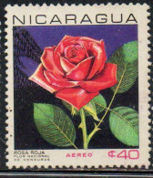 NICARAGUA 1967 AIR POST MAIL AIRMAIL FLORA NATIONAL FLOWERS RED ROSE ROSA ROJA 40c USED USATO OBLITERE' - Nicaragua