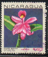 NICARAGUA 1967 AIR POST MAIL AIRMAIL FLORA NATIONAL FLOWERS GUARIA MORADA PURPLE ORCHID 40c USED USATO OBLITERE' - Nicaragua