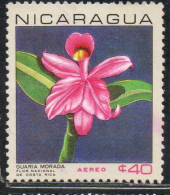 NICARAGUA 1967 AIR POST MAIL AIRMAIL FLORA NATIONAL FLOWERS GUARIA MORADA PURPLE ORCHID 40c USED USATO OBLITERE' - Nicaragua