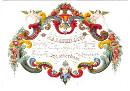 "Carte Porcelaine" Porseleinkaart, 123x84mm, J. A. Laurillard, Zijden Stoffen, Linten, Handschoenen, Rotterdam - Porzellan