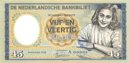Netherlands 45 Gulden 2018 Anne Frank Prefix A Unc Specimen - Fictifs & Spécimens