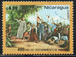 NICARAGUA 1982 AIR POST MAIL AIRMAIL DISCOVERY OF AMERICA LANDING OF COLUMBUS 4.00cor USED USATO OBLITERE' - Nicaragua