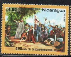 NICARAGUA 1982 AIR POST MAIL AIRMAIL DISCOVERY OF AMERICA LANDING OF COLUMBUS 4.00cor USED USATO OBLITERE' - Nicaragua