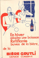 BIERE CRUTLI- CARTE PUB- EN HIVER ADOPTEZ UNE BOISSON FORTIFIANTE BUVER DE LA BIERRE - DOUBLE CARTE BRASSERIE ISSY LES M - Publicité