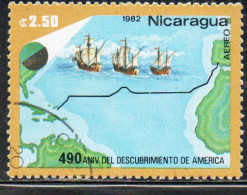 NICARAGUA 1982 AIR POST MAIL AIRMAIL DISCOVERY OF AMERICA COLUMBUS TRANS-ATLANTIC VOYAGE 2.50cor USED USATO OBLITERE' - Nicaragua