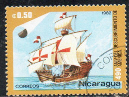NICARAGUA 1982  DISCOVERY OF AMERICA COLUMBUS SANTA MARIA 0.50c USED USATO OBLITERE' - Nicaragua