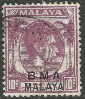 Malaya (British Military Administration). 1945-48 KGVI BMA Overprint. 10c Used. SG 8a - Malaya (British Military Administration)