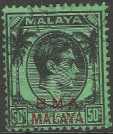 Malaya (British Military Administration). 1945-48 KGVI BMA Overprint. 50c Used. SG 14 - Malaya (British Military Administration)