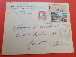 Enveloppe Du Club Olympique Chandieu En Recommandé De St Pierre De Chandieu Pour Lyon En 1964 - Réf 242 - 1961-....
