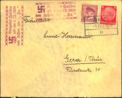 1938, SUDETENLAND Brief Mit MiF Und Seltenem Befreiungsstempel "Glasgebiet Haida Gibt Am 4.12.1938 Den Führer Sein "Ja". - Besetzungen 1938-45