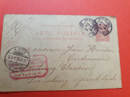 Entier Postal Type Semeuse De Paris Pour Le Luxembourg En 1906 - Réf 249 - Standard- Und TSC-AK (vor 1995)