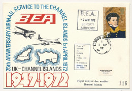 GRANDE BRETAGNE - Env. 25eme Anniversaire Du Service Postal Vers Channel Islands - Lonon Airport 1 Ap. 1972 Vers Jersey - Brieven En Documenten