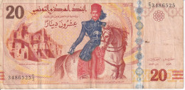 BILLETE DE TUNEZ DE 20 DINARS  DEL AÑO 2011 (BANKNOTE) - Tusesië