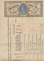 SPECTACULAIRE PAPIER TIMIBRE ANCIEN ETAT PRINCIER Des INDES  état De GWALIOR FOUR  ANNAS JAUNE ET BLEU - Autres & Non Classés